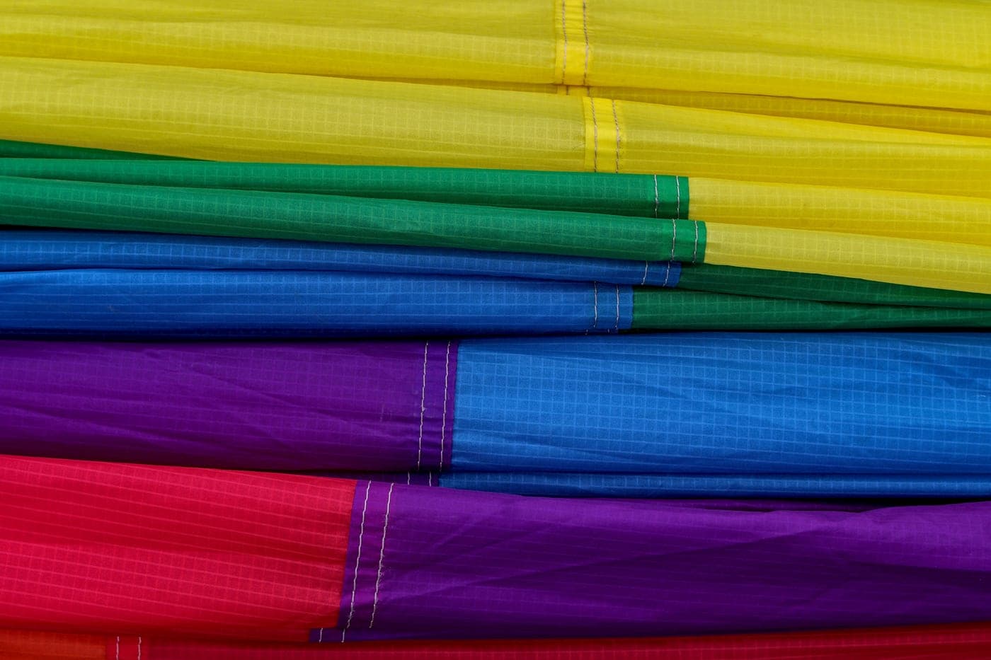 Stacked layers of fabric in bright colors