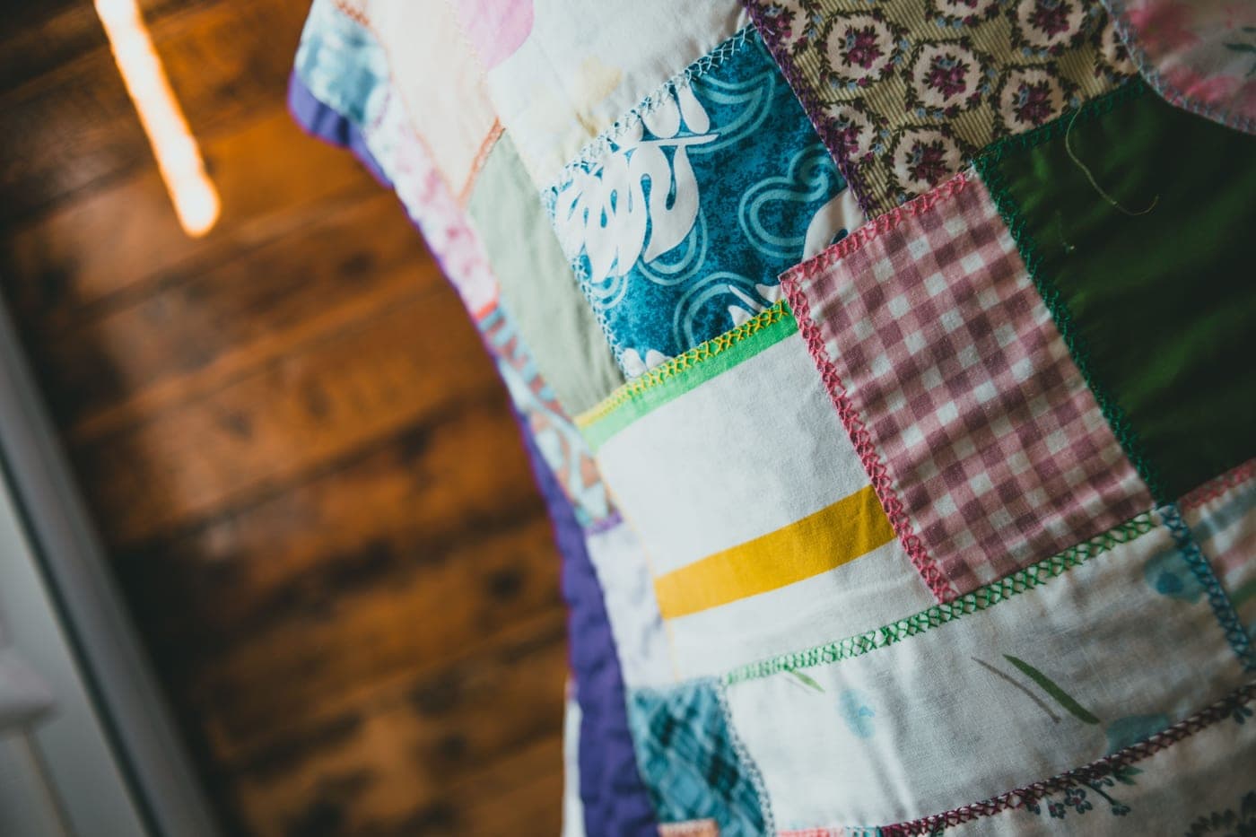 A handmade patchwork quilt